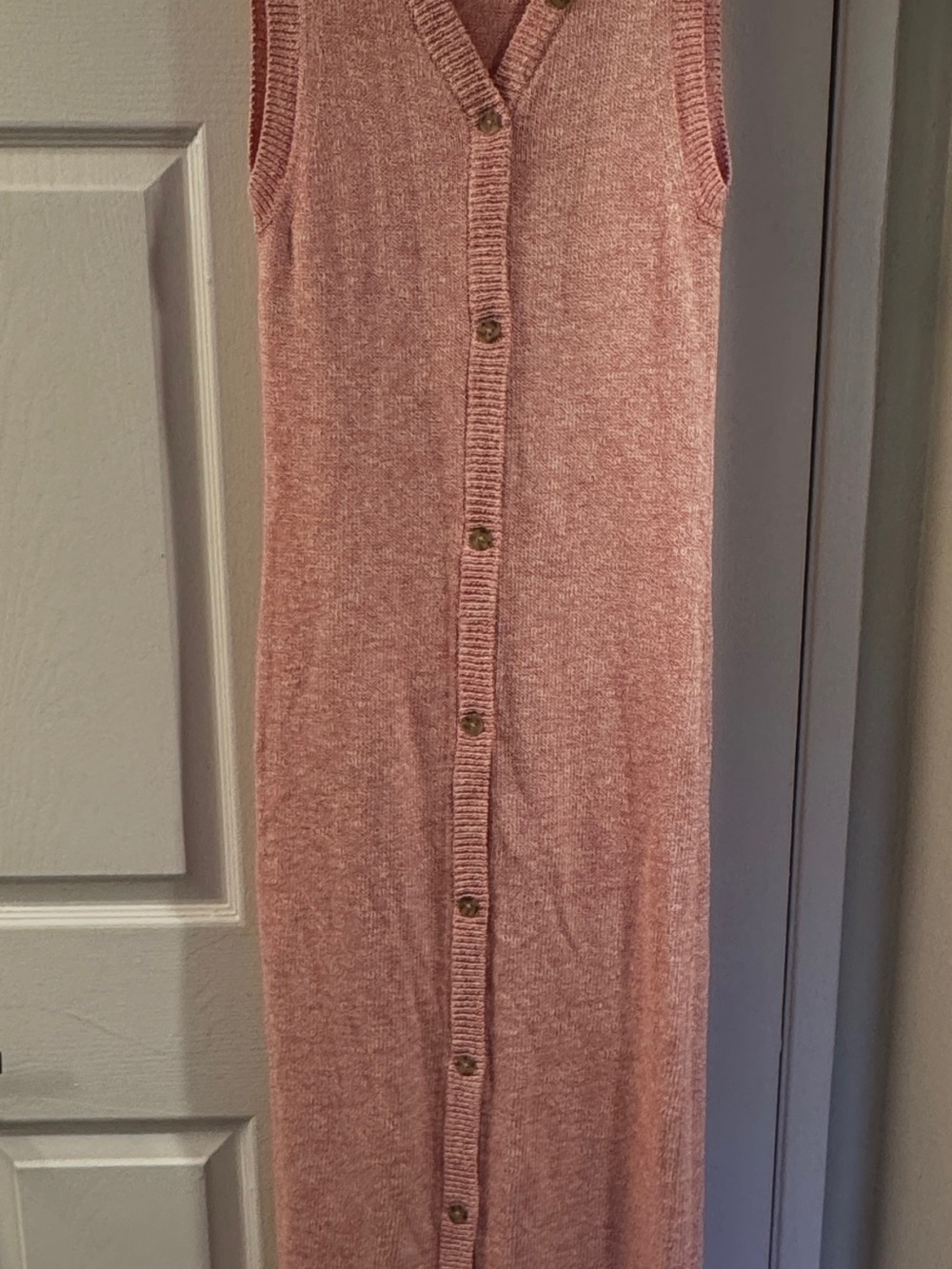 Sleeveless Button-Front Maxi Dress in Dusty Rose